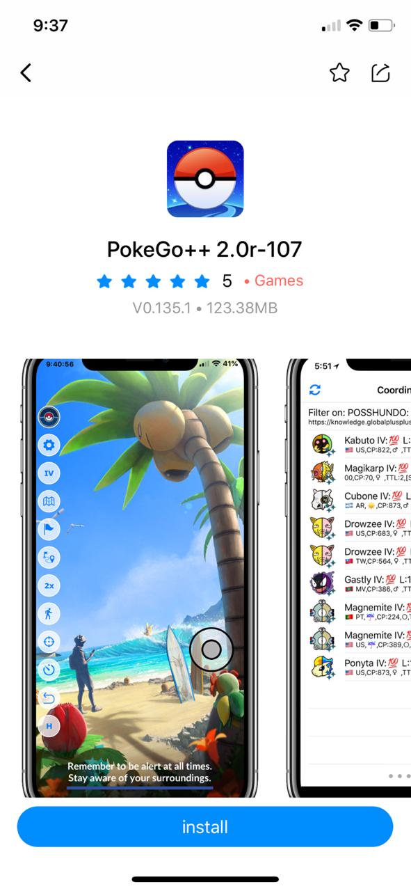 Tap on Install PokeGo++ on iOS - TuTuApp