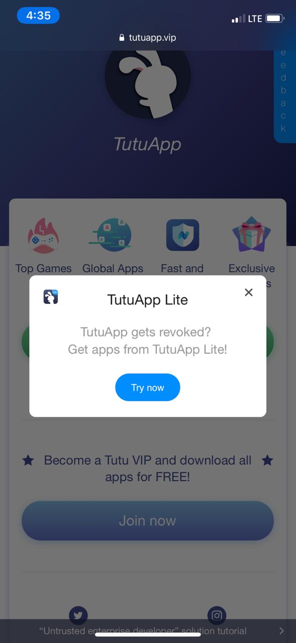 ดาวน์โหลด TutuApp Lite บน iOS