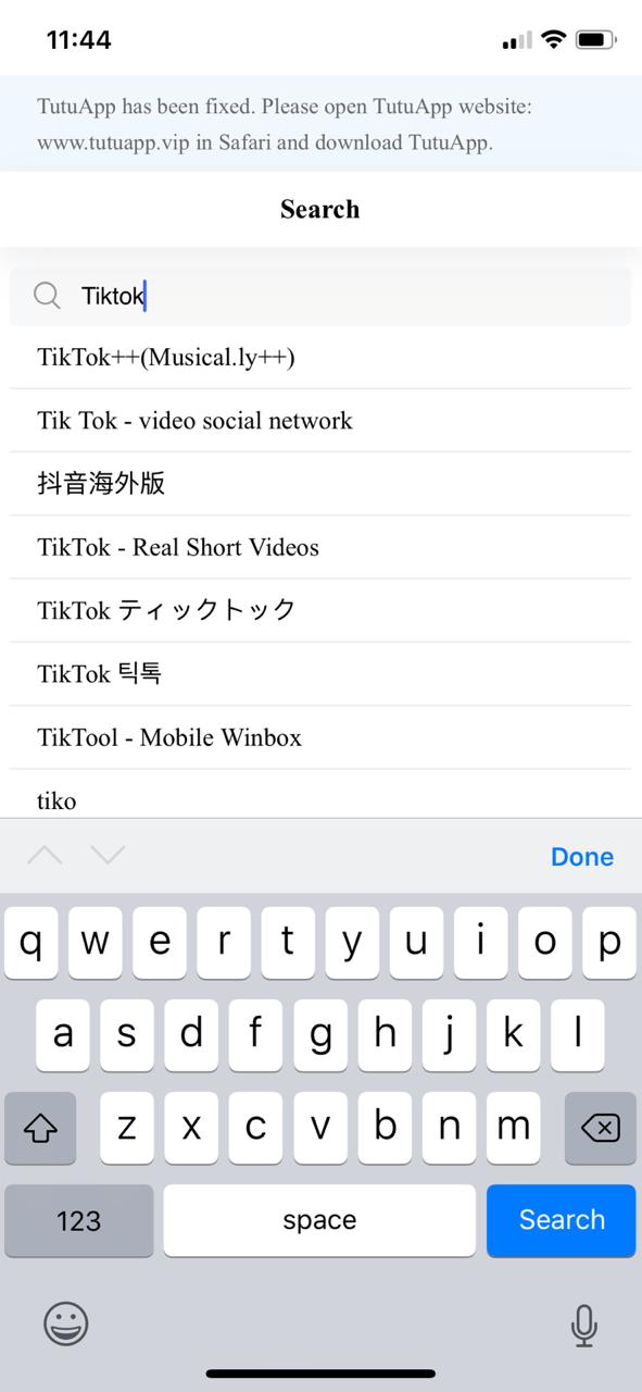 Search TikTok in TuTuApp