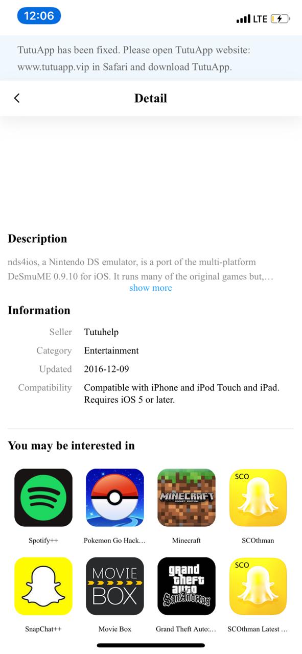 NDS4iOS Installed with TuTuApp