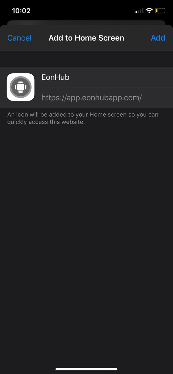 Eonhub zum Homescreen hinzufügen