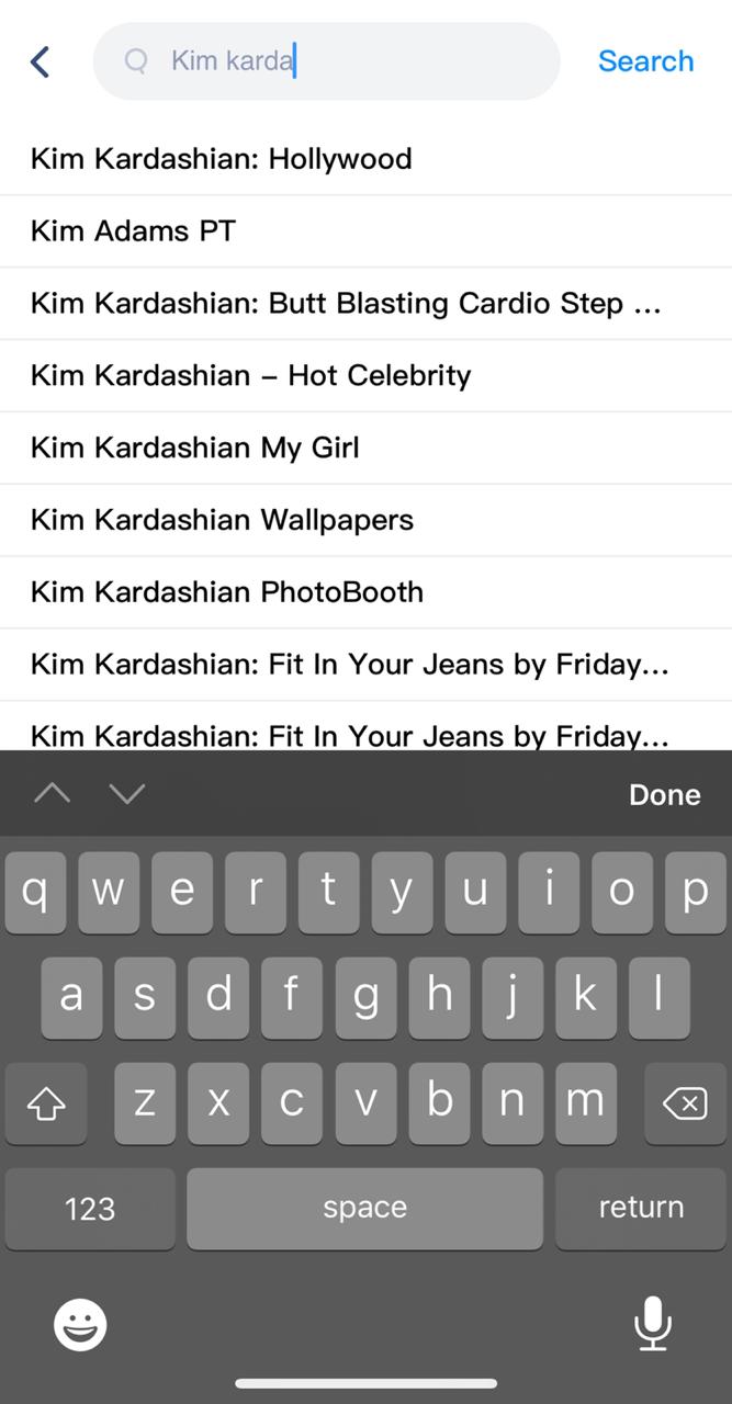 Search 'Kim Kardashian Hack Game' on iOS