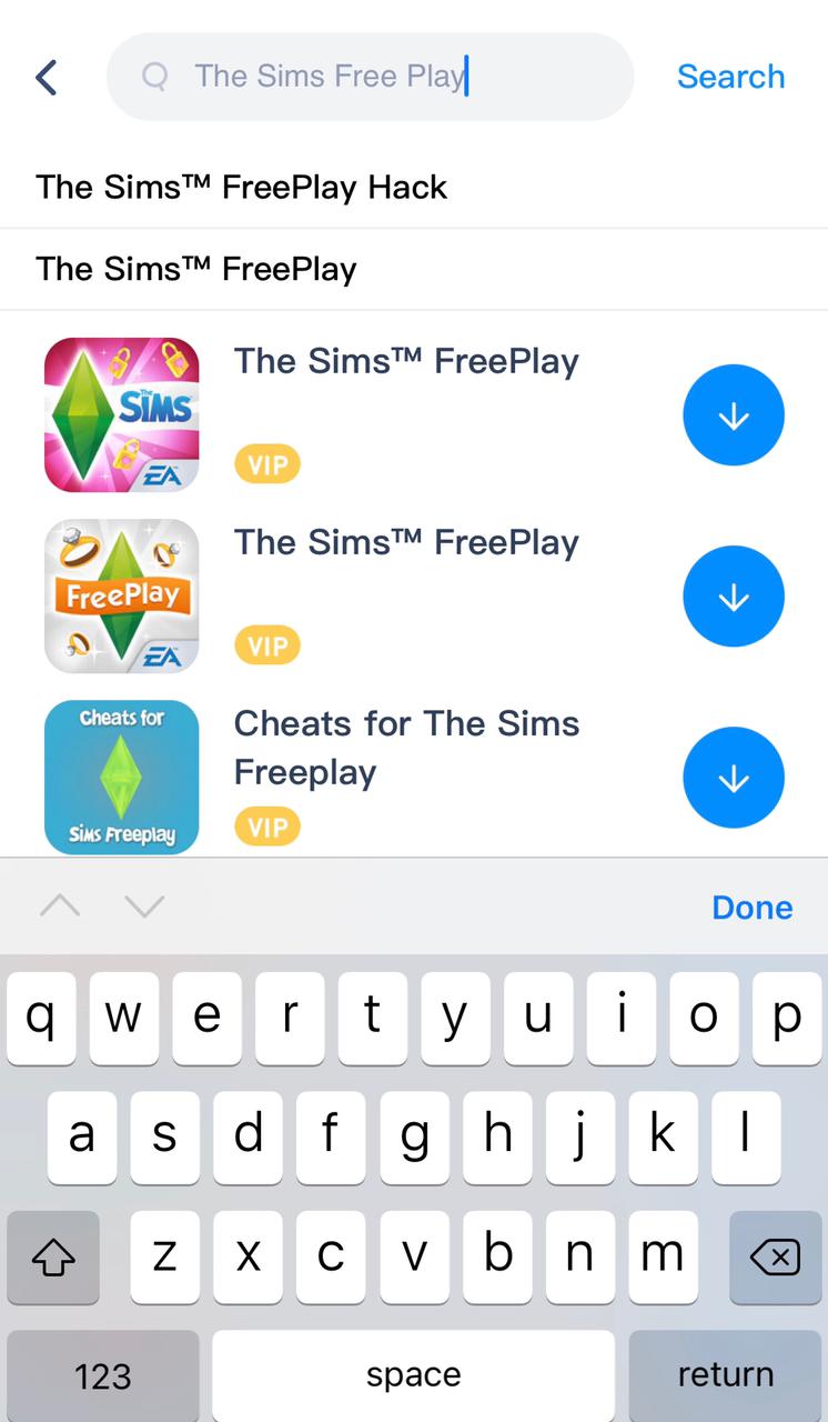 sims freeplay search