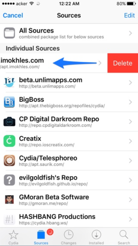 Remove unwanted repos from cydia