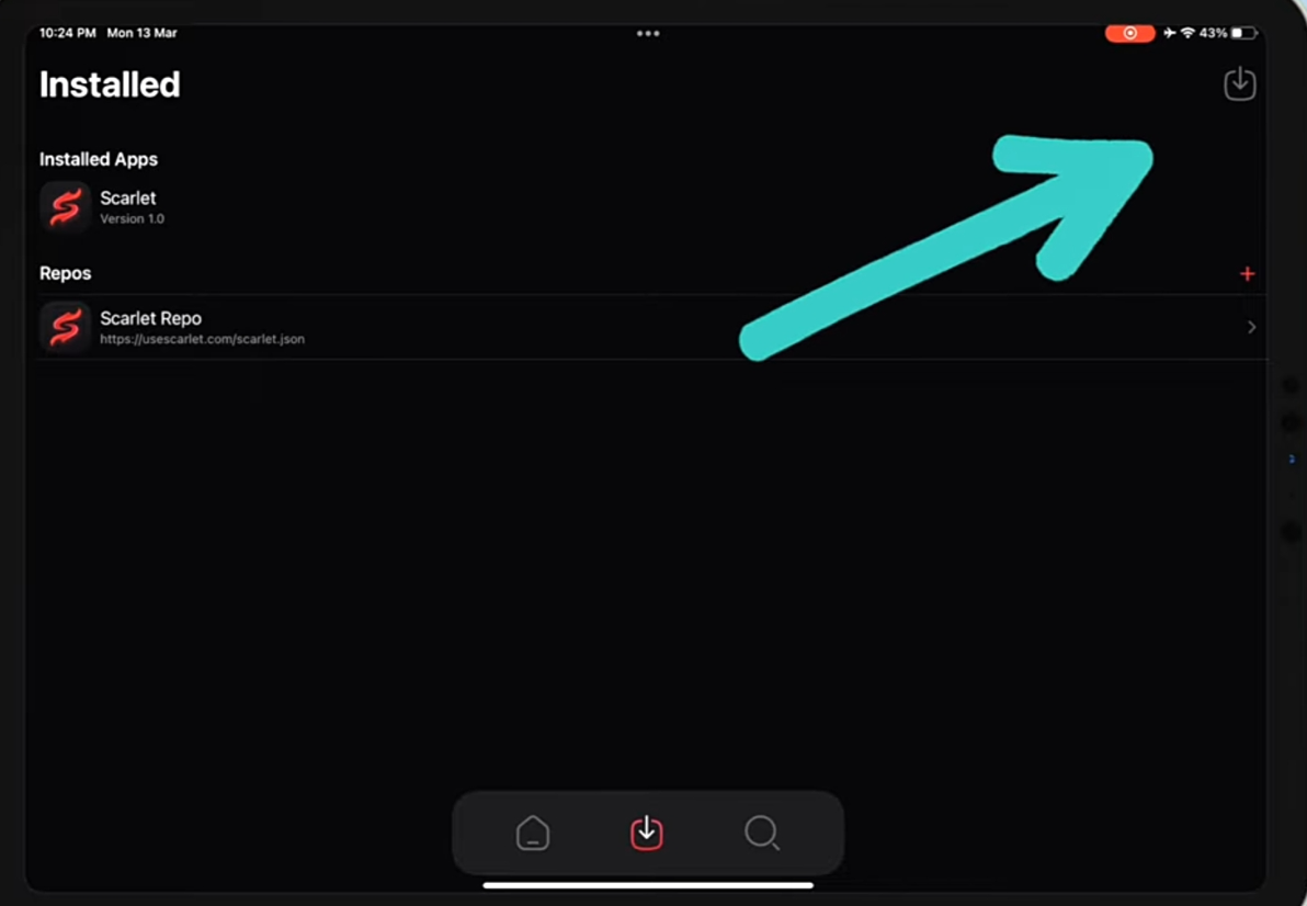 Import button in the Scarlet app - iOS
