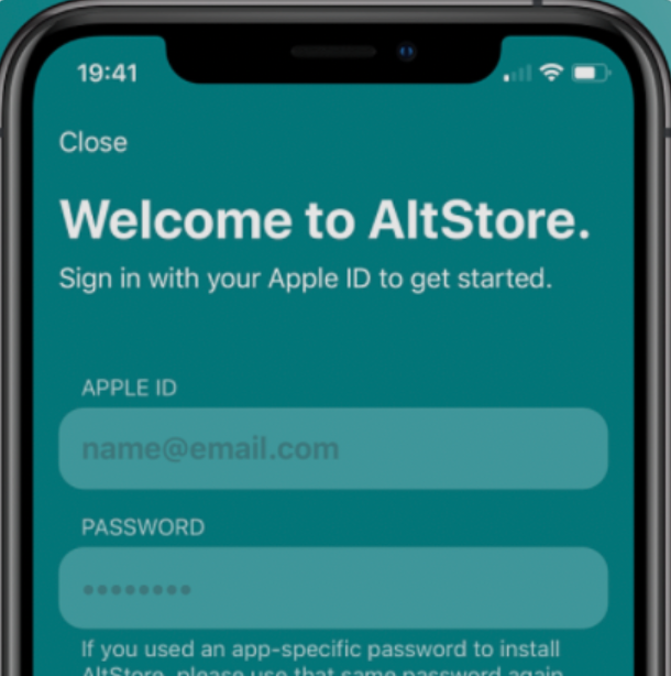 AltStore's Sign in Page - Enter your Apple Credentials to Sign In