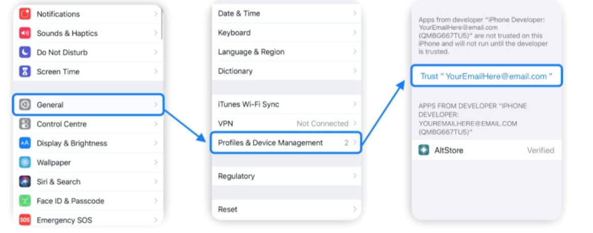 Trust App's Profile on iOS device