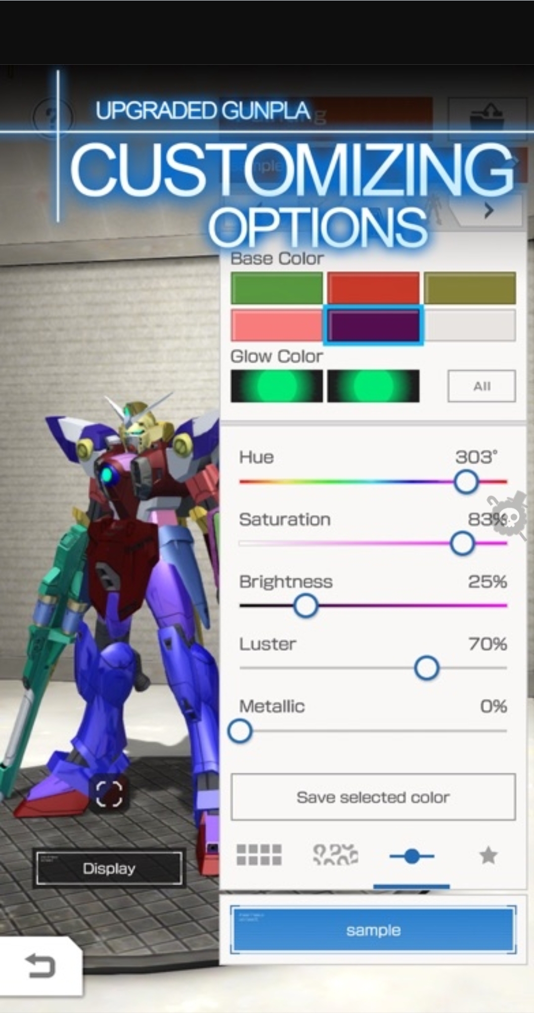 Gunpla Customizing Options in Gundam Battle - iOS