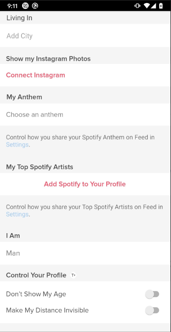 Merge your Tinder account with Instagram and Spotify - iOS