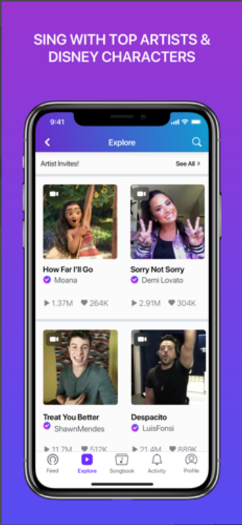 Users profiles on Smule app