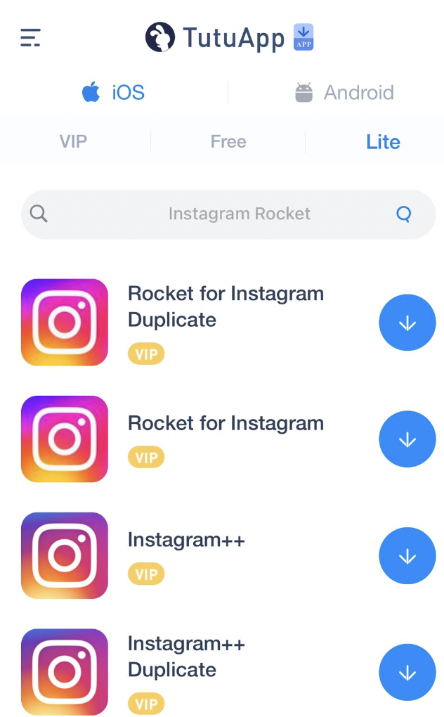 Click on Download Instagram Rocket on iPhone