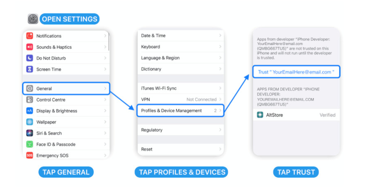 Trust apps profile on iOS