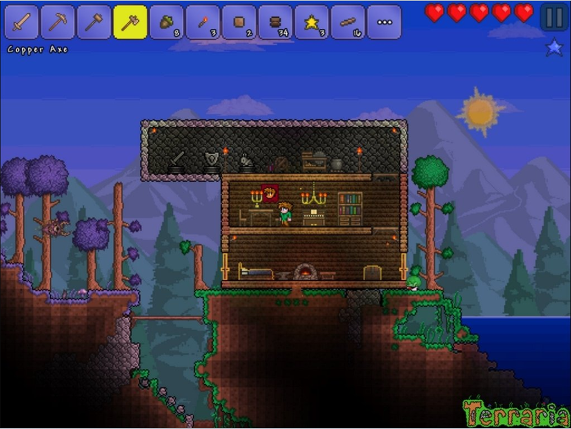 Terraria game play using cheats on iPhone