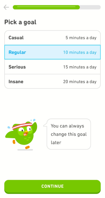 Setting Daily Goal on Duolingo